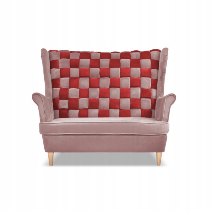 Sofa kanapa uszak CAROL DUO skandynawska Family Meble różowo - czerwona - obrazek 4