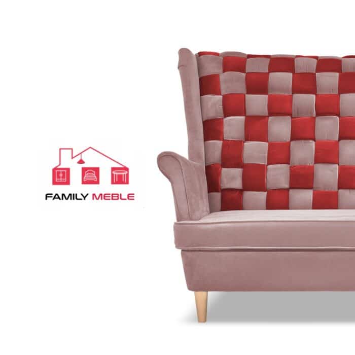 Sofa kanapa uszak CAROL DUO skandynawska Family Meble różowo - czerwona - obrazek 2