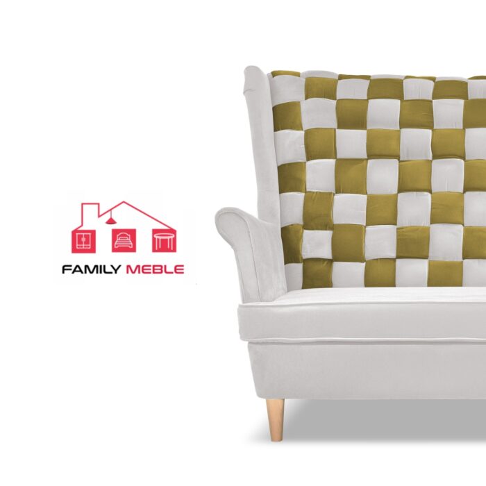 Zestaw uszak CAROL DUO sofa fotele pufy Family Meble biało - złoty - obrazek 3