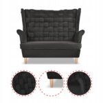 Zestaw wypoczynkowy Carol sofa fotele pufy paski Family Meble grafitowy - obrazek 4