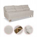 Kanapa sofa KIMO funkcja spania pojemnik Family Meble Twisster beż sztruks - obrazek 5