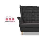 Zestaw wypoczynkowy Carol sofa fotele pufy paski Family Meble grafitowy - obrazek 3