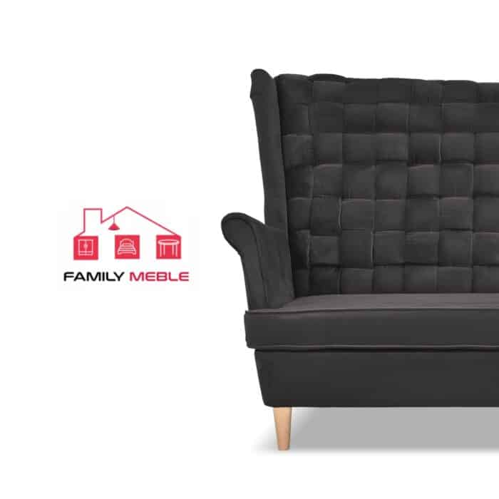 Zestaw wypoczynkowy Carol sofa fotele pufy paski Family Meble grafitowy - obrazek 3