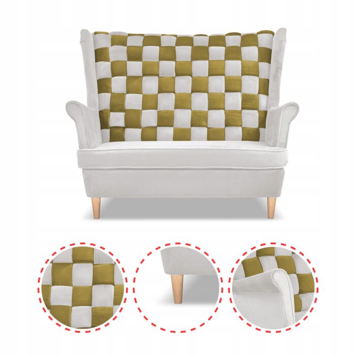 Zestaw uszak CAROL DUO sofa fotele pufy Family Meble biało - złoty - obrazek 4