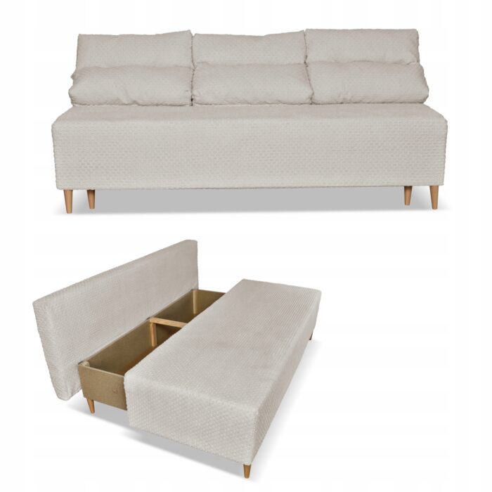 Kanapa sofa KIMO funkcja spania pojemnik Family Meble Twisster beż sztruks - obrazek 3