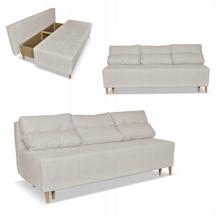 Kanapa sofa KIMO funkcja spania pojemnik Family Meble Twisster beż sztruks - obrazek 2