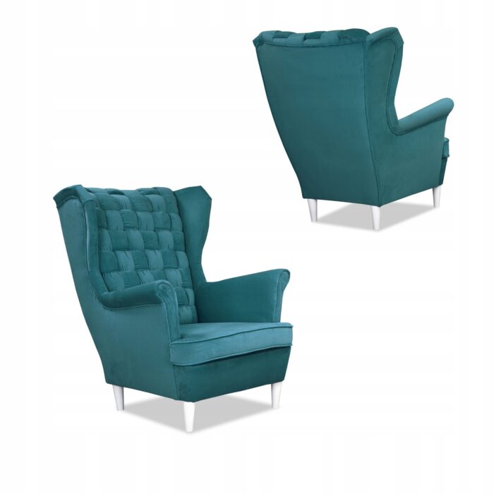 Zestaw wypoczynkowy Carol sofa fotele paski Family Meble turkusowy - obrazek 7