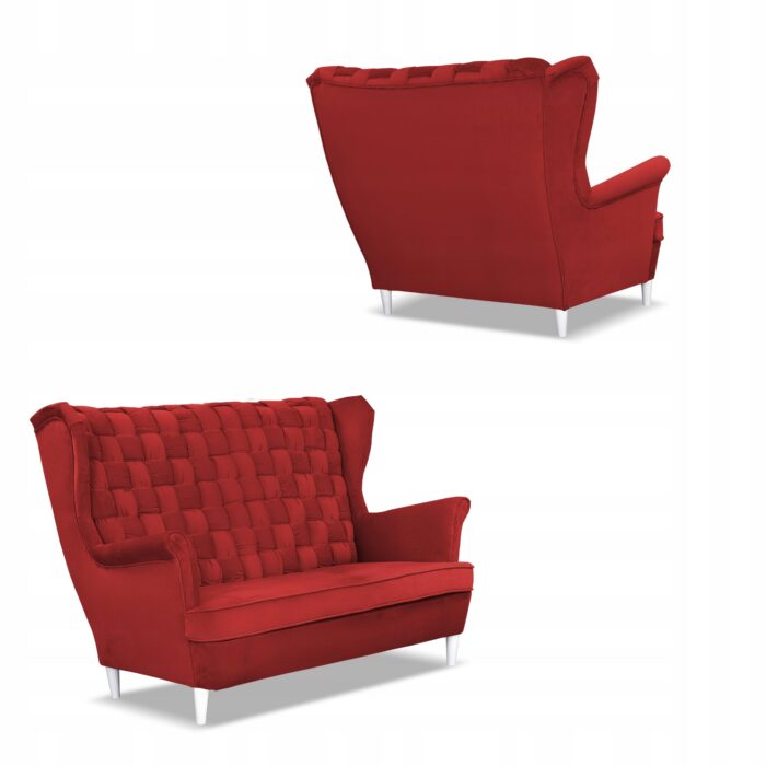 Zestaw wypoczynkowy Carol sofa fotele paski Family Meble czerwony - obrazek 5