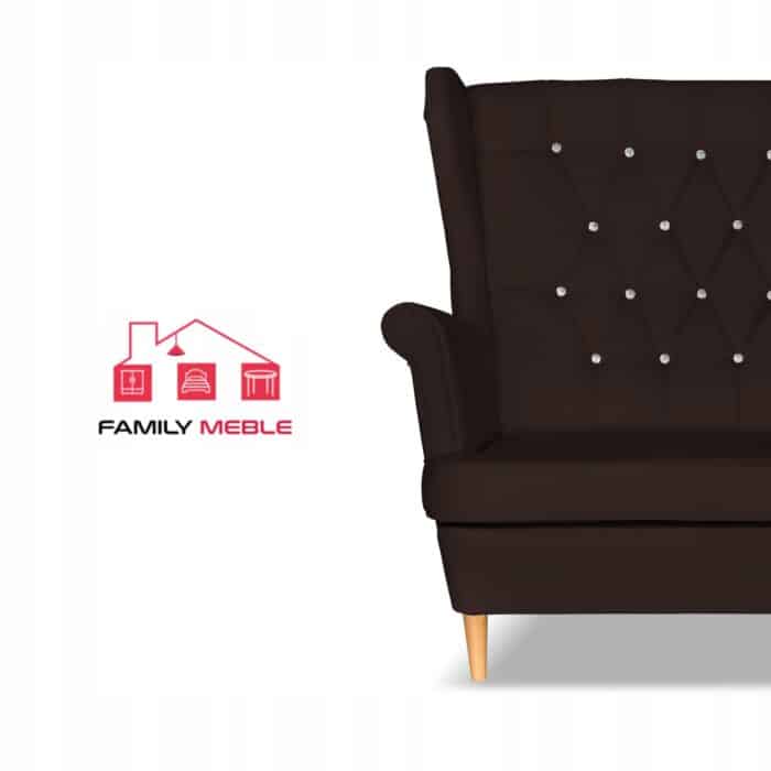 Zestaw uszak Gaja ekoskóra skaj sofa fotele pufy Family Meble ciemny brąz - obrazek 3