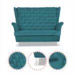 Zestaw wypoczynkowy Carol sofa fotele paski Family Meble turkusowy - obrazek 4