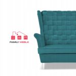 Zestaw wypoczynkowy Carol sofa fotele paski Family Meble turkusowy - obrazek 3