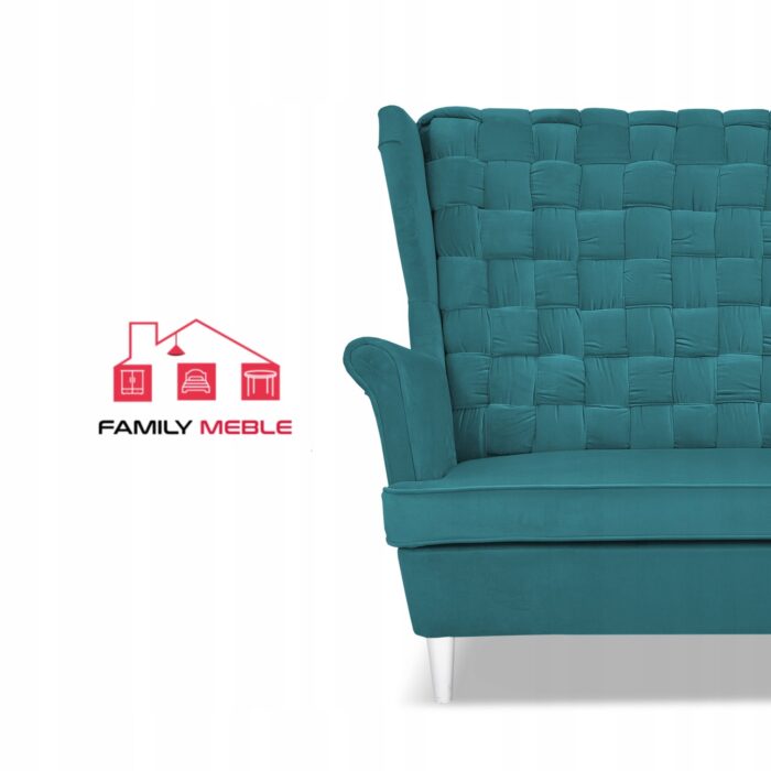 Zestaw wypoczynkowy Carol sofa fotele paski Family Meble turkusowy - obrazek 3