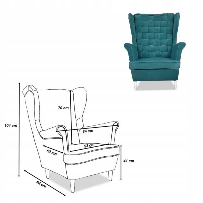 Zestaw wypoczynkowy Carol sofa fotele paski Family Meble turkusowy - obrazek 8