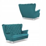 Zestaw wypoczynkowy Carol sofa fotele paski Family Meble turkusowy - obrazek 5