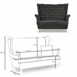 Zestaw wypoczynkowy Carol sofa fotele pufy paski Family Meble grafitowy - obrazek 6