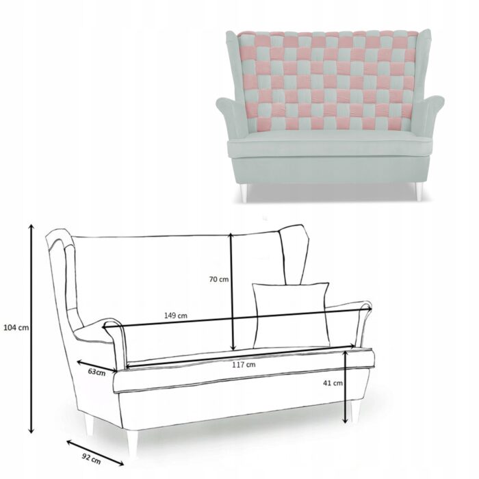 Zestaw uszak CAROL DUO sofa fotele pufy Family Meble szaro - różowy - obrazek 6