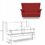 Zestaw wypoczynkowy Carol sofa fotele paski Family Meble czerwony - obrazek 6