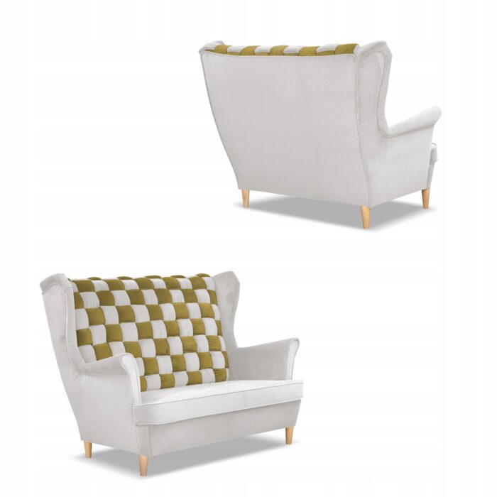 Zestaw uszak CAROL DUO sofa fotele pufy Family Meble biało - złoty - obrazek 5