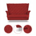 Zestaw wypoczynkowy Carol sofa fotele paski Family Meble czerwony - obrazek 4