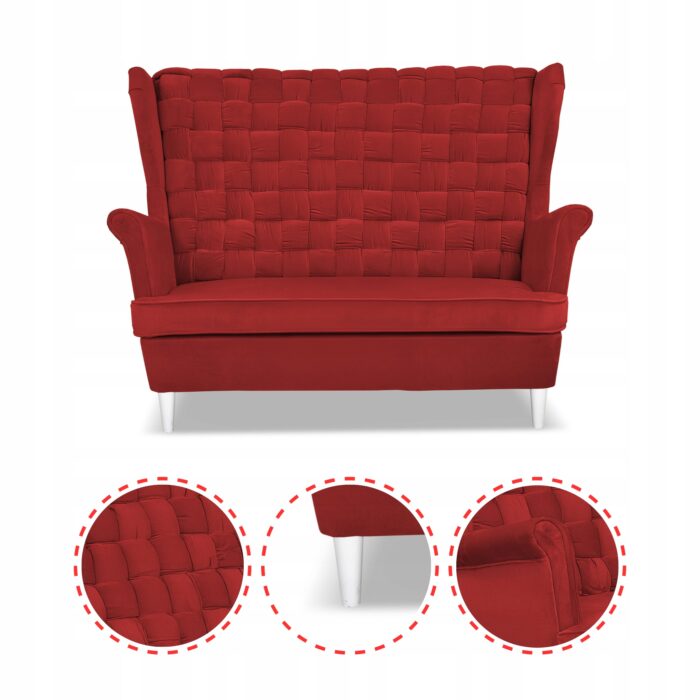 Zestaw wypoczynkowy Carol sofa fotele paski Family Meble czerwony - obrazek 4