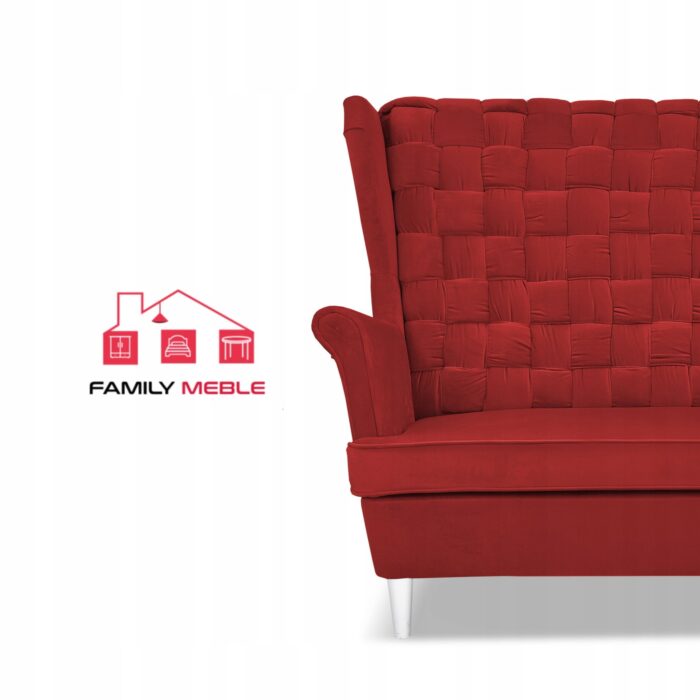 Zestaw wypoczynkowy Carol sofa fotele paski Family Meble czerwony - obrazek 3