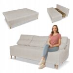 Kanapa sofa KIMO funkcja spania pojemnik Family Meble Twisster beż sztruks
