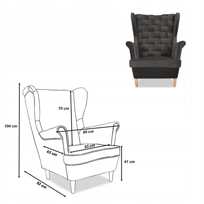 Zestaw wypoczynkowy Carol sofa fotele pufy paski Family Meble grafitowy - obrazek 8