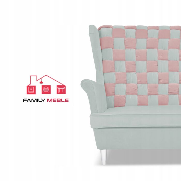 Zestaw uszak CAROL DUO sofa fotele pufy Family Meble szaro - różowy - obrazek 3