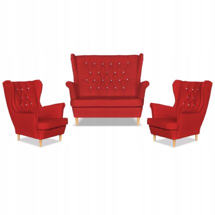 Zestaw uszak Gaja ekoskóra skaj sofa fotele Family Meble czerwony