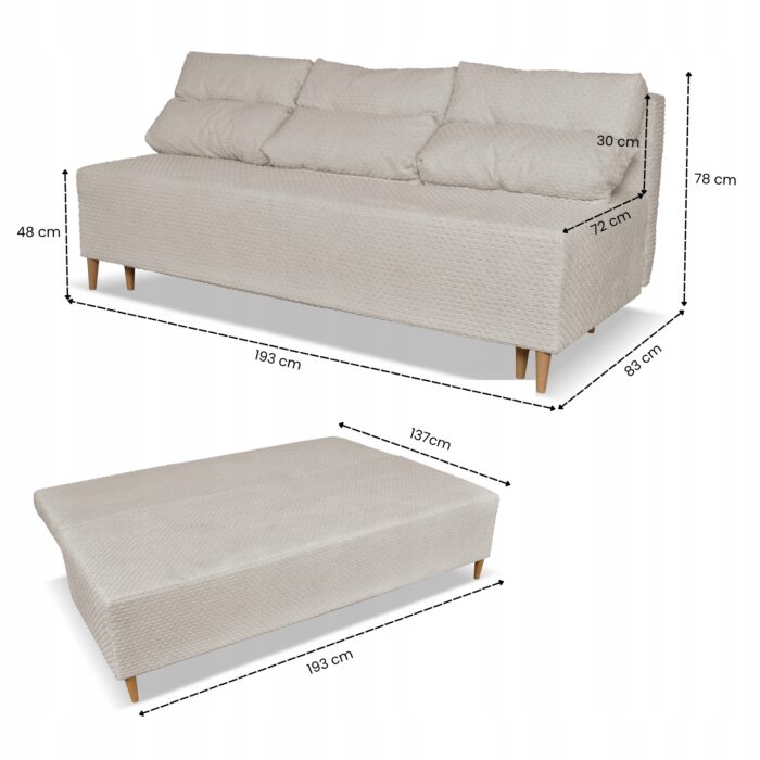 Kanapa sofa KIMO funkcja spania pojemnik Family Meble Twisster beż sztruks - obrazek 7