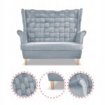 Zestaw wypoczynkowy Carol sofa fotele pufy paski Family Meble błękitny - obrazek 4