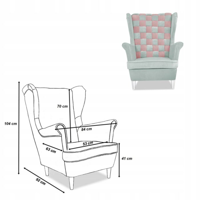 Zestaw uszak CAROL DUO sofa fotele pufy Family Meble szaro - różowy - obrazek 8