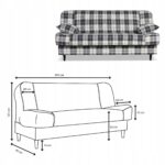 Kanapa sofa Sally rozkładana f spania Family meble krata granatowo - biała - obrazek 5