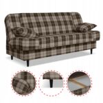Kanapa sofa Sally rozkładana f spania Family meble krata brązowa - obrazek 4