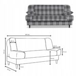 Kanapa sofa Sally rozkładana f spania Family meble krata szara - obrazek 5