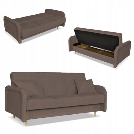 Kanapa sofa Merivo rozkładana wersalka f spania pojemnik Family brązowa
