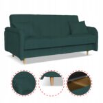 Kanapa sofa Merivo rozkładana wersalka f spania pojemnik Family zielona - obrazek 4