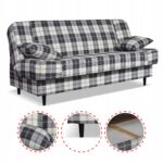 Kanapa sofa Sally rozkładana f spania Family meble krata granatowo - biała - obrazek 4