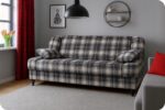 Kanapa sofa Sally rozkładana f spania Family meble krata granatowo - biała - obrazek 3