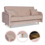 Kanapa sofa Merivo rozkładana wersalka f spania pojemnik Family różowa - obrazek 4
