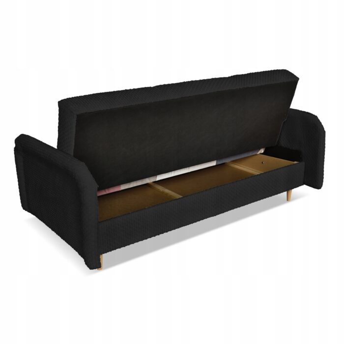 Kanapa sofa Merivo rozkładana wersalka f spania pojemnik Family czarna - obrazek 8