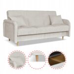 Kanapa sofa Merivo rozkładana wersalka funkcja spania pojemnik Family szara - obrazek 4