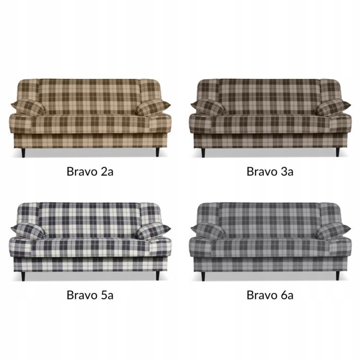 Kanapa sofa Sally rozkładana f spania Family meble krata brązowa - obrazek 11