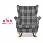 Fotel uszak Winston bujany skandynawski Family Meble krata szara - obrazek 2