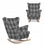 Fotel uszak Winston bujany skandynawski Family Meble krata szara