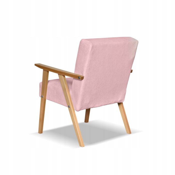 Fotel w stylu PRL retro vintage SOLER Family Meble różowy welur Hunter - obrazek 9