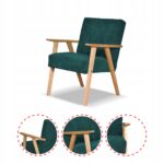 Fotel w stylu PRL retro vintage SOLER Family Meble zielony sztruks Anafi - obrazek 6