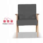 Fotel w stylu PRL retro vintage SOLER Family Meble szary welur Hunter - obrazek 3