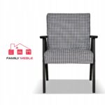 Fotel w stylu PRL retro vintage SOLER Family Meble Pepitka czarno - biała - obrazek 2