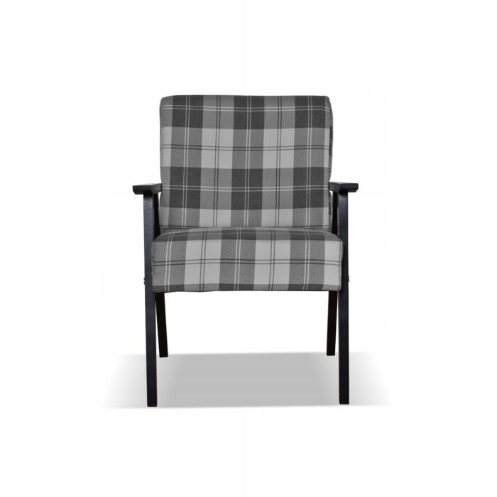 Fotel w stylu PRL retro vintage SOLER Family Meble krata szara - obrazek 7